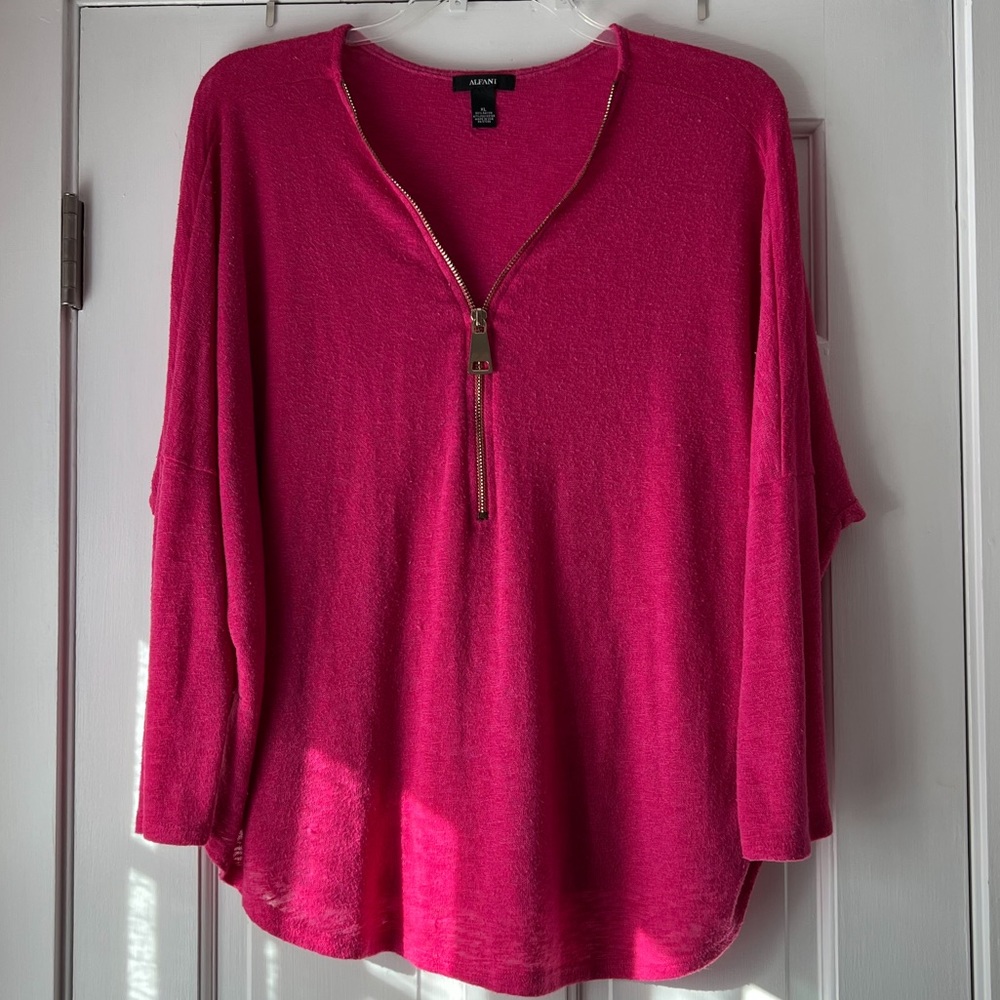Alfani XL Hot Pink 1/2 zip Sweater